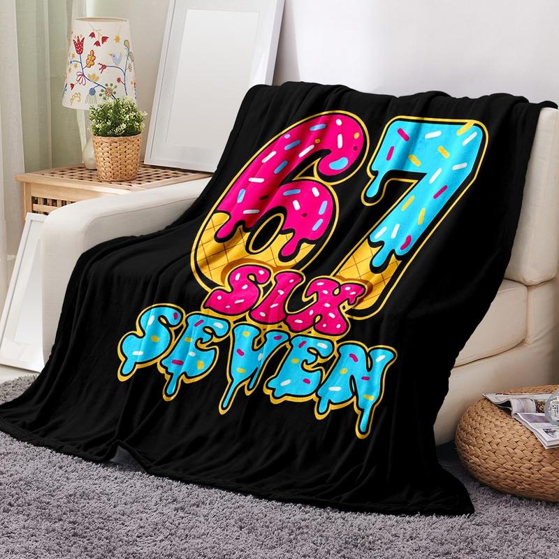 Six Seven Soft Flannel Blanket for Sofa Bed, Warm and Comfortable Nap Blanket, Lightweight Travel Camping Cover, Home Office Chair Bed Throw, Soft Fluffy Blanket, Warm Napping Blanket