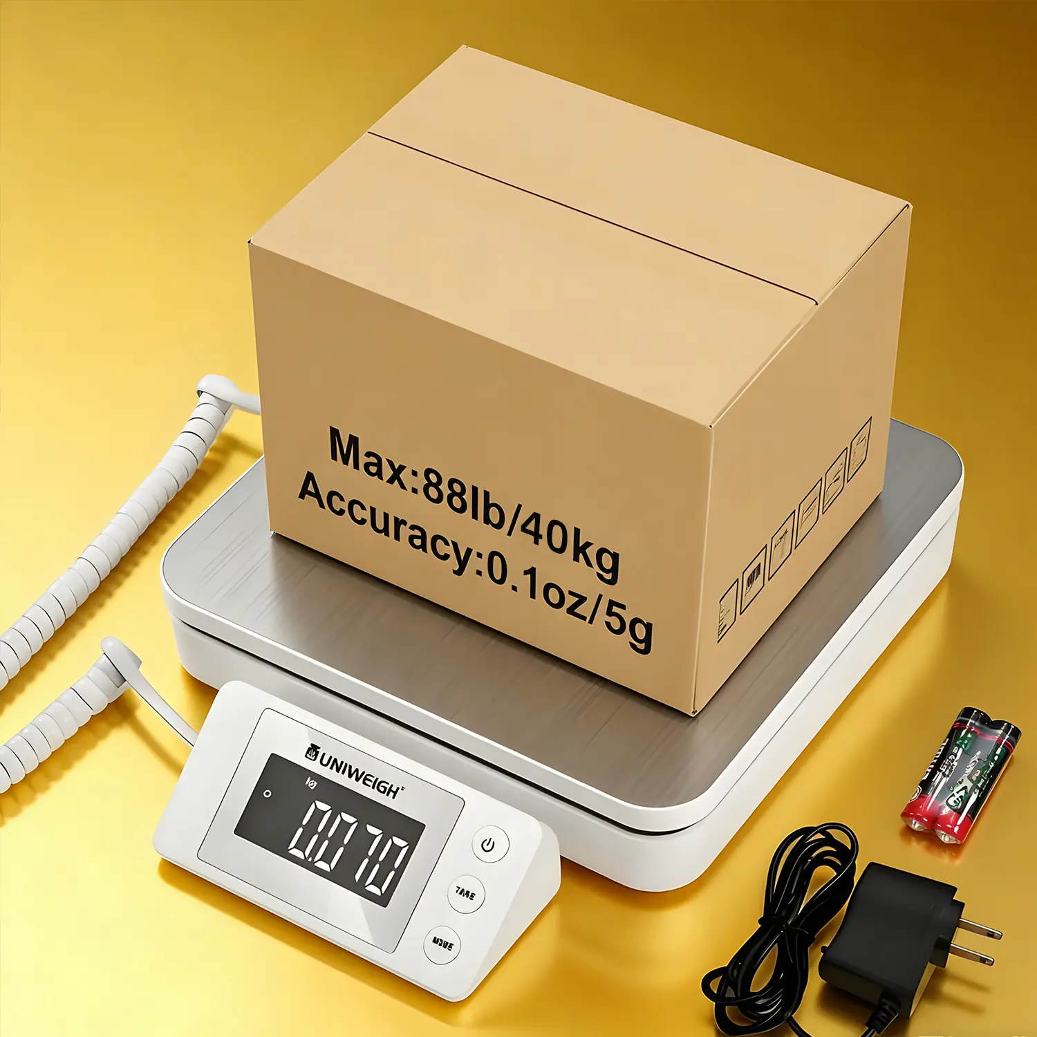 40kg/88lbs*0.1oz Shipping Scale with Ac Adapter Highly Accurate Postal ScaleSmall-sized Transport Scale with Hold/Tare/Split display LCD Display, Digital Postage Scale for Packages/Luggage/pet