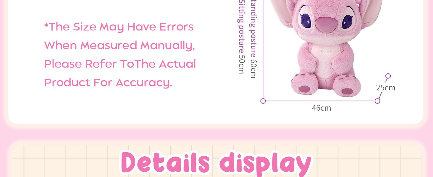 Disney Stitch Series-Big Sitting Doll-Angel No. 18 Soft Pink Plush Toy for Kids Collectors and Home Decor