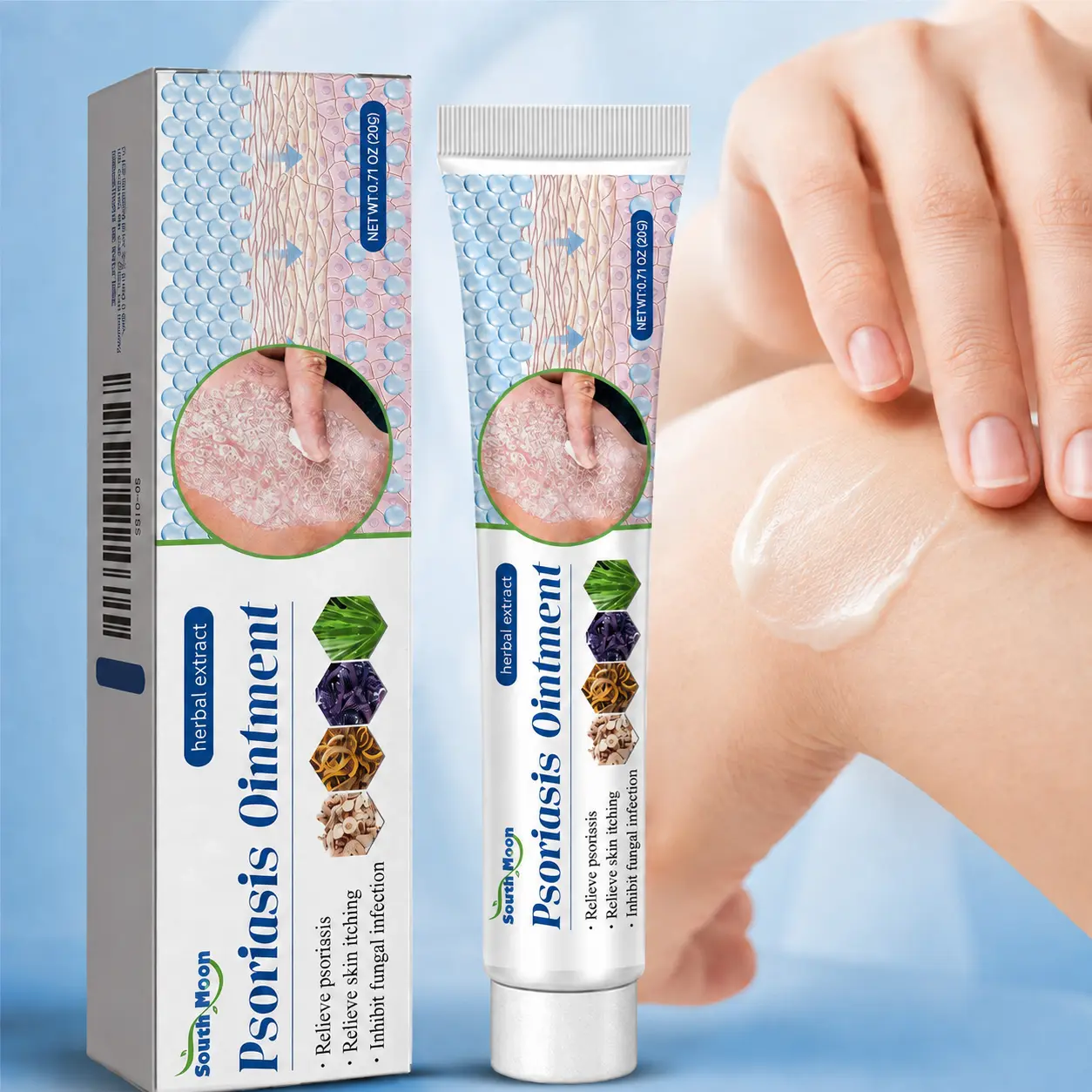 Unisex Adult Herbal Skin Comfort Cream, 20g Lightweight Non-Greasy Moisturizing Balm with Botanical Extracts, Travel-Size, for External Daily Care of Dry, Rough, Itchy Skin on Hands, ft, Elbows & Body Psoriasis Eczema Cream, Adults, Itch Relief Cream