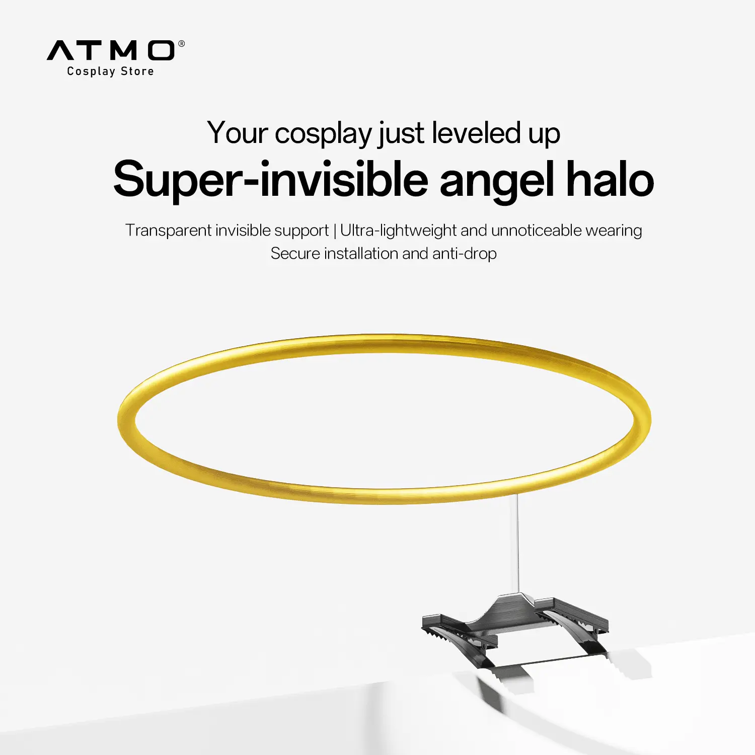 Elegant Polyester Angel Halo Headband - Shimmering Golden Plain Round Hair Accessory, Adjustable Invisible String Strap, Secure Hold, Durable & Reusable, 1 Size Fits All, for Cosplay, Church Plays, Unisex campingessentials