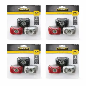 Defiant 200 Lumens LED Headlamp 3 6 9 12 Pack | 4 Modes | Batteries Included