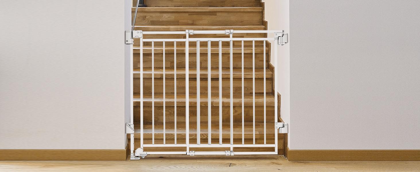 Baby Gate for Stairs Doorways & Kitchen, 26.4"-43" W x 29" H, No Bottom Bar Dog Gate, One-Handed Auto-Close, Hardware Mount Safety Gate for Dogs & Toddlers, Black Baby Gate for Stairs Doorways & Kitchen, 26.4"-43" W x 29" H, No Bottom Bar Dog Gate, One-Handed Auto-Close, Hardware Mount Safety Gate for Dogs & Toddlers, Black