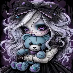 Gothic 5D Diamond Painting Kits for Adults DIY Full Round Drill Carton Diamond Art Pictures for Home Wall Decoration