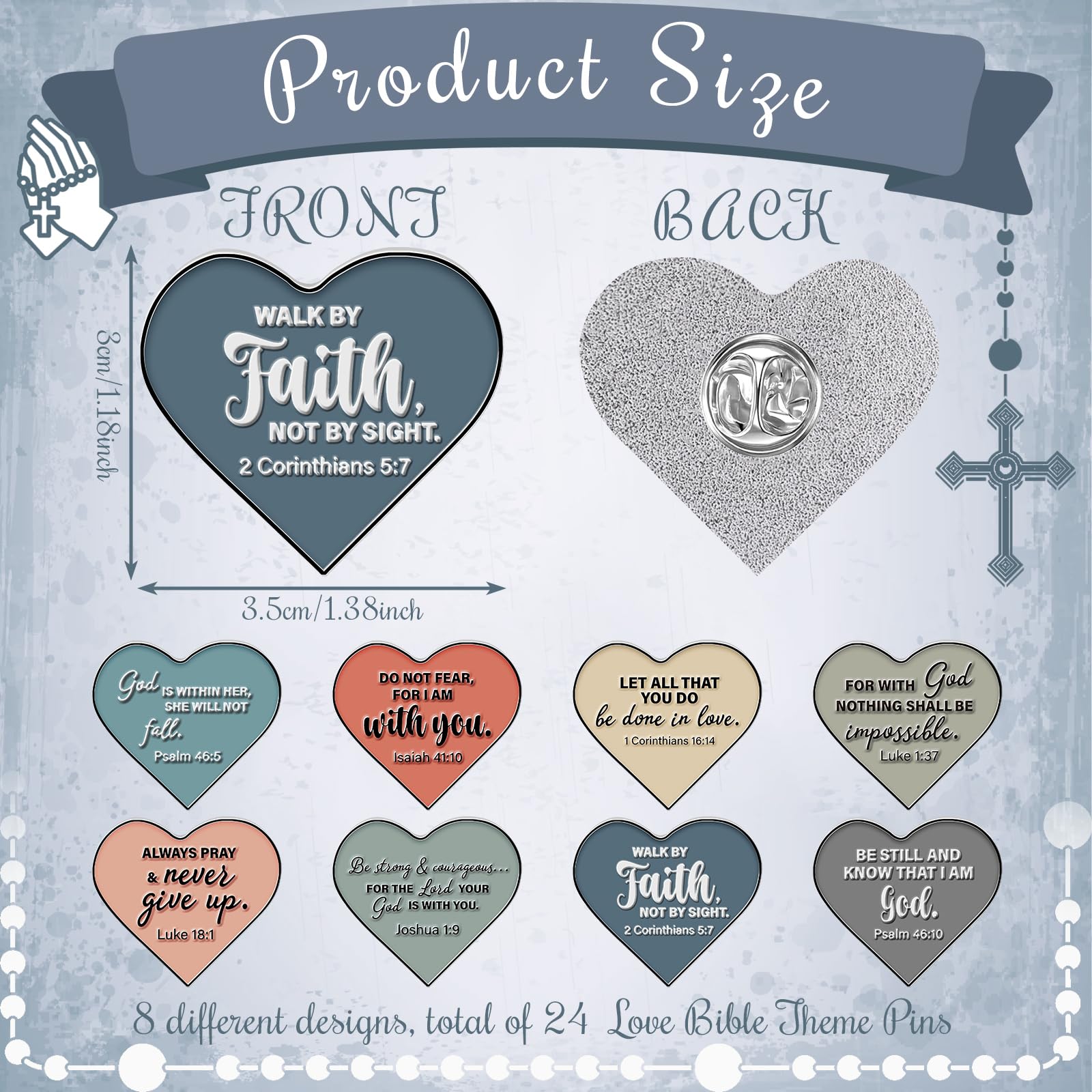 24Pcs Easter Bible Verses Pins Christian Gift for Women Girl Men Religious Enamel Lapel Pins Badges Gift Bulk for Easter Basket Stuffers Easter Egg Filllers Church Sunday School Prizes Easter Party Favors for Decors Clothes Bags Jeans