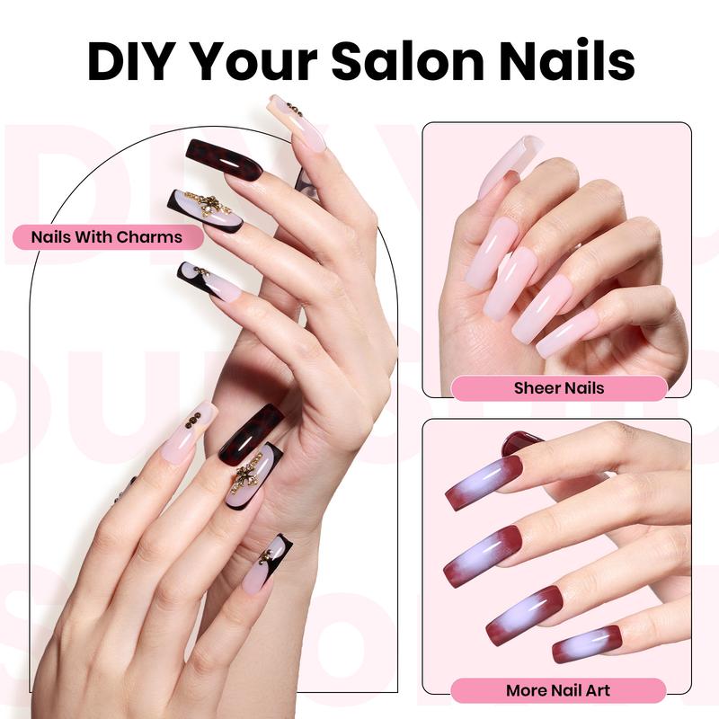 Beetles Tipex Pre-Building Instant Apex Nail Tips –  Square Stiletto Almond Coffin,  Pre-Etched, Thick Full Cover Acrylic Tips Manicure Art DIY Gift for Women Cutics