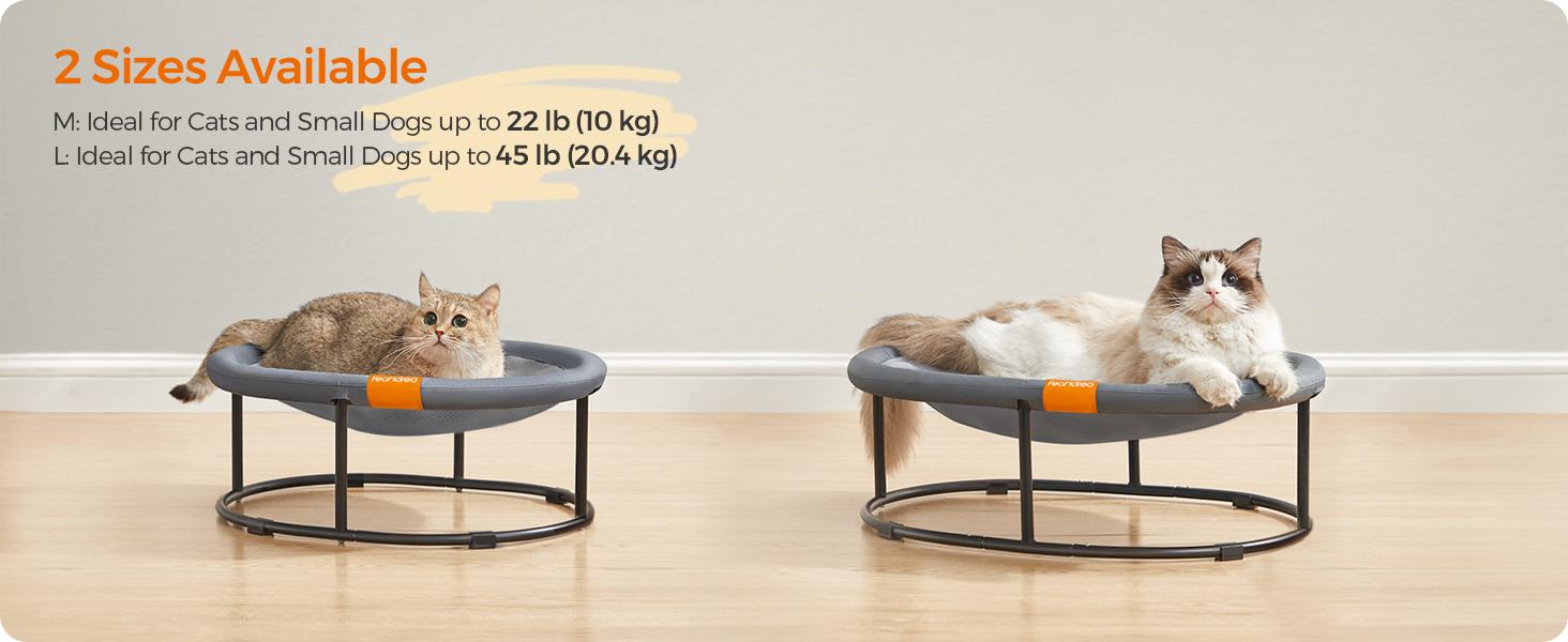 Feandrea Pet Bed, Cat Hammock, Elevated Cat Bed for Multiple Cats, with Removable Washable Mesh, for Pets up to 28 lb, Oval, Gray UPCB002G01