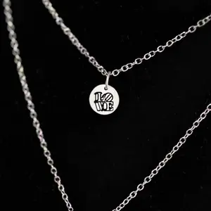 Sterling Silver LOVE Pendant Necklace – 8mm Hand Engraved