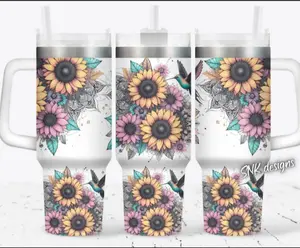 40 oz Tumbler - Sunflower Hummingbird