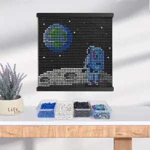 Earth Pixel Art Beads Kit, Mosaic Fuse Beads Craft Set for Beginners, DIY Grid Board Activity, Educational Toy, Creative Gift for Kids