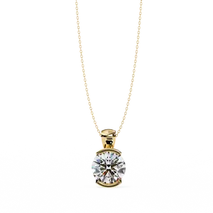 2.20 Carat Round Lab Grown Diamond Half Bezel Pendant
