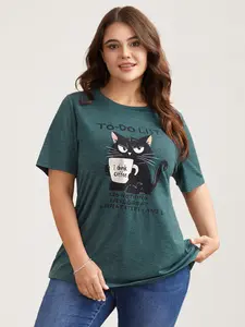 【Summer Turn-Up】BlOOMCHIC Plus Size Women's Floral Print Pleated Detail T-Shirt [M-6X] 2026 Summer Pick for Mother's Day