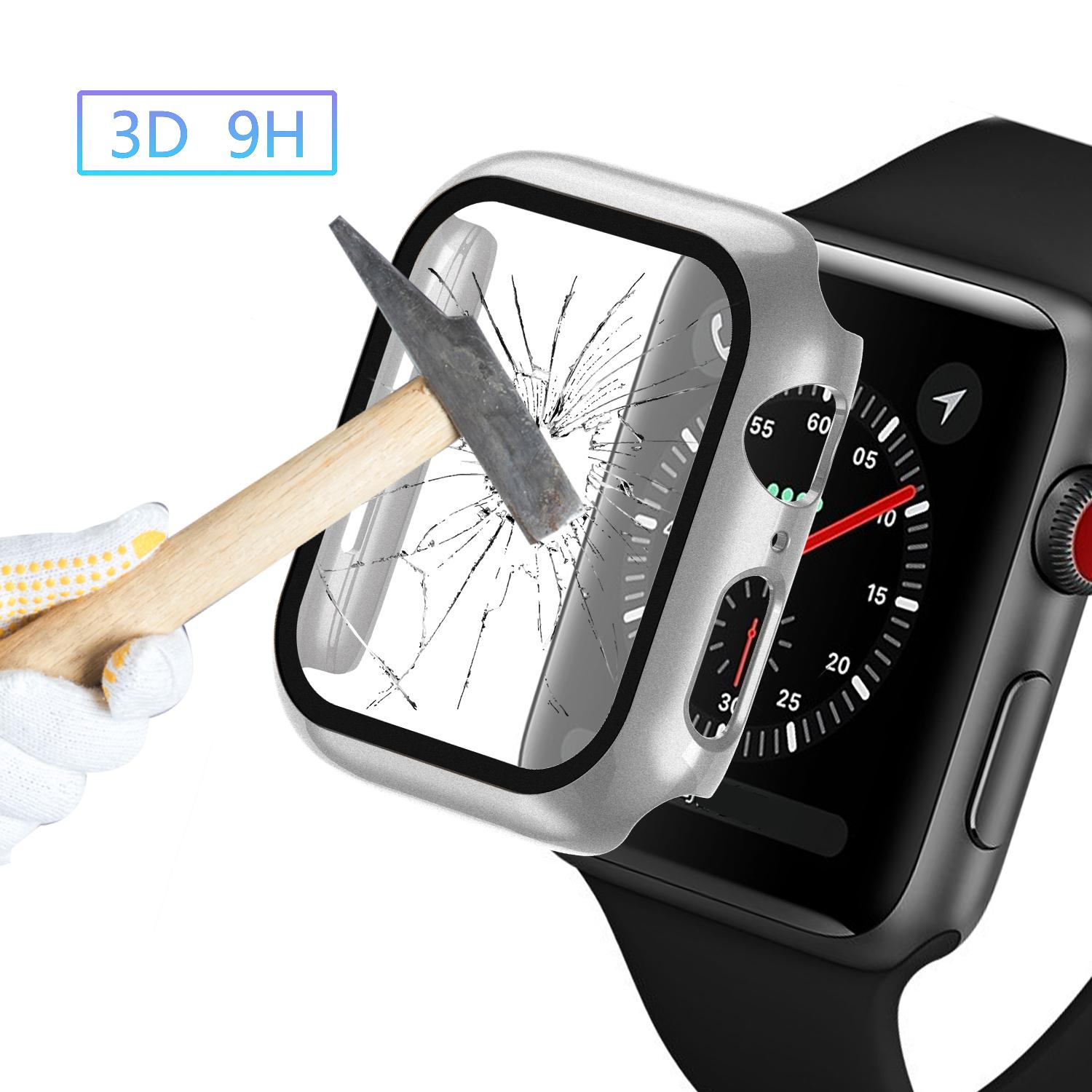HISTORYOO Full Screen Protector Bumper Case For Apple Watch 11 10 9 8 7 6 5 4 3 SE 3 2 Ultra Series Hard PC cover built-in Screen Protective Ultra-Thin Tempered Glass Film 360 degree overall protection colorful Frame for  Watch 38 40 41 42 44 45 46 49mm