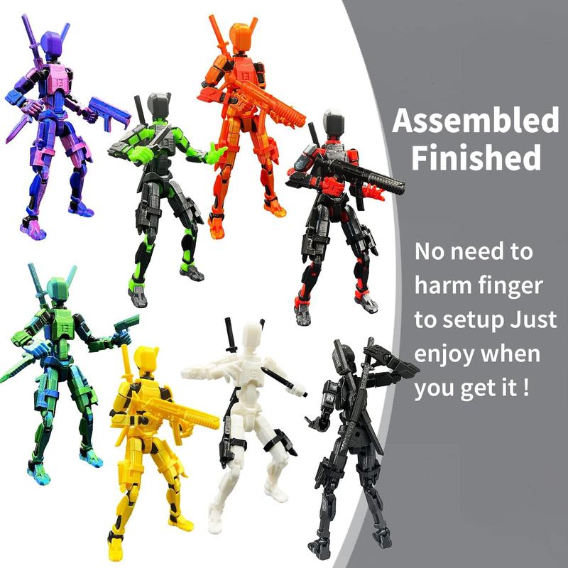 T13 3D Multi-Jointed Action Figure Set - Fully Assembled Titan 13 Poseable Robot Model, Nova T-13 Articulated Collectible, Desktop Decor for Gamers & Anime Fans