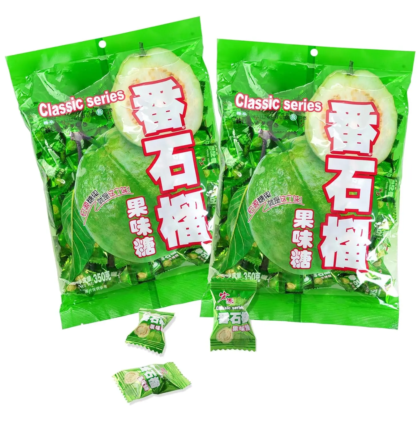 Hongyuan Guava Candy, 12.3 oz Asian Fruit Hard Candy, Sweet & Tangy Tropical Flavor, Individually Wrapped for Sharing & Snacking