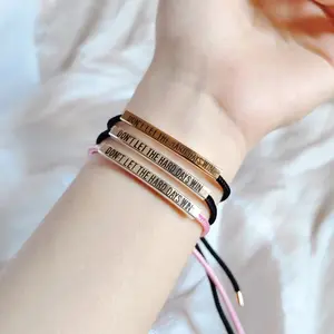 1/2/3PCS Dont Let The Hard Days Win Bracelet for Women Adjustable Handmade Braided Bracelet Stainless Steel Tube Engraved Inspirational Bracelet for Women Men Inspirational Jewelry Gifts