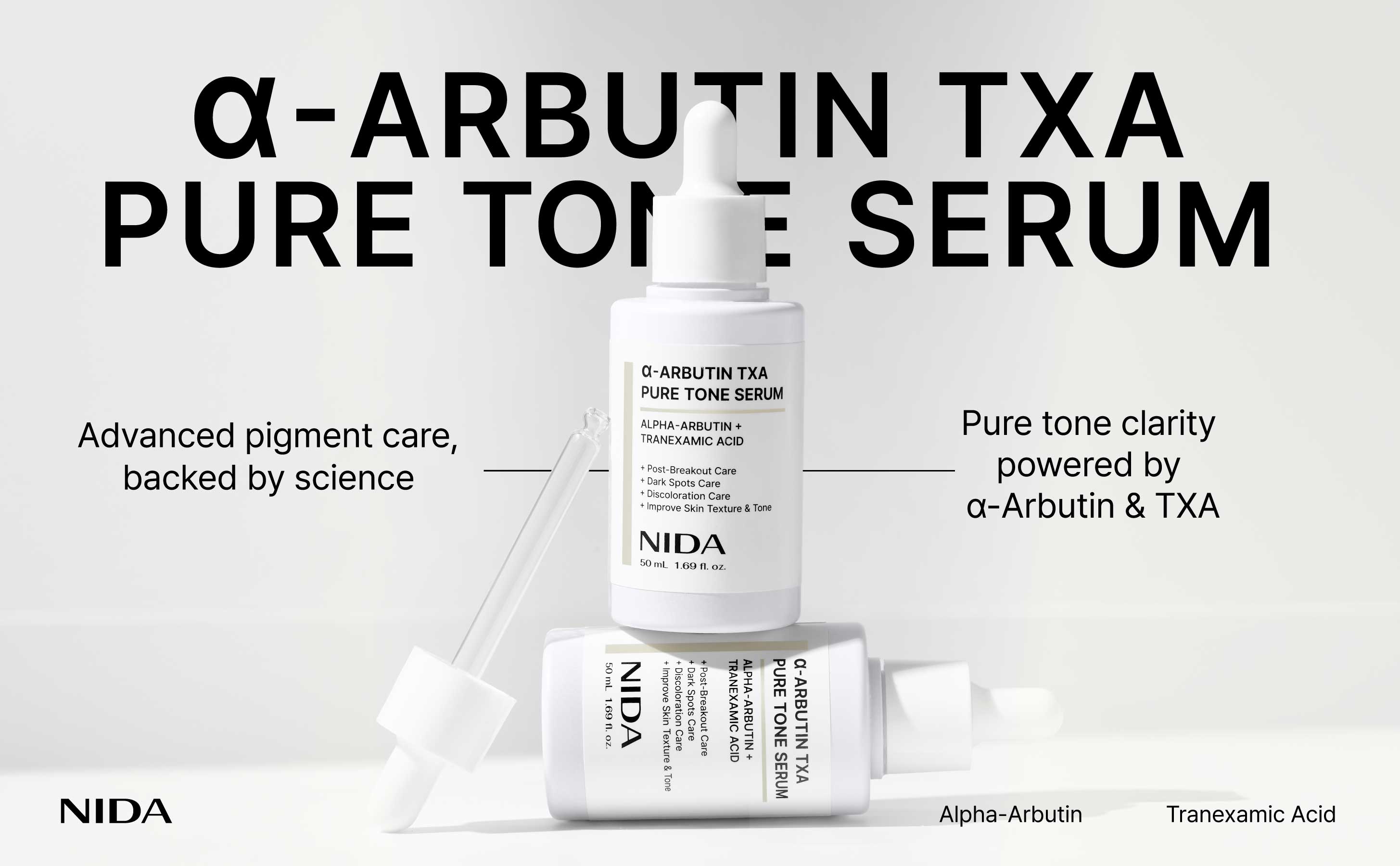 NIDA alpha-Arbutin TXA Pure Tone Serum Dark Spots Skin Tone Glow