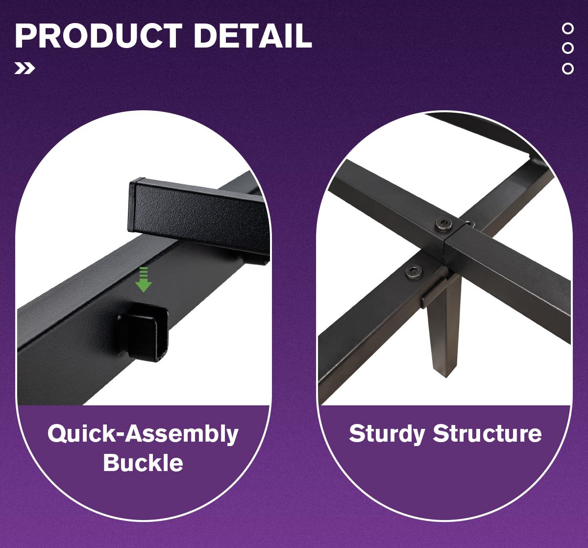 MUTICOR Floating LED Iron Bed Frame with Metal Slats【No Mattress】Headboard Outlets and Multi-Color Lighting, No Box Spring Needed, Twin/Full/Queen/King