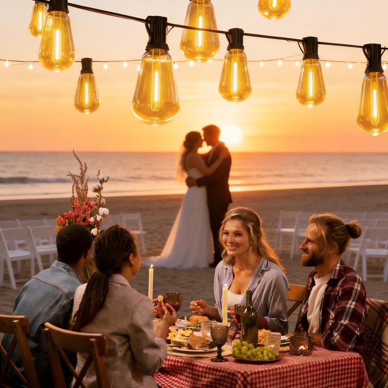 DAYBETTER Solar Outdoor String Lights Vintage Edison ST38 Bulbs Waterproof Remote Control Dimmable Timer Garden Patio Ambience Decor(New & Old Styles Mixed Delivery)