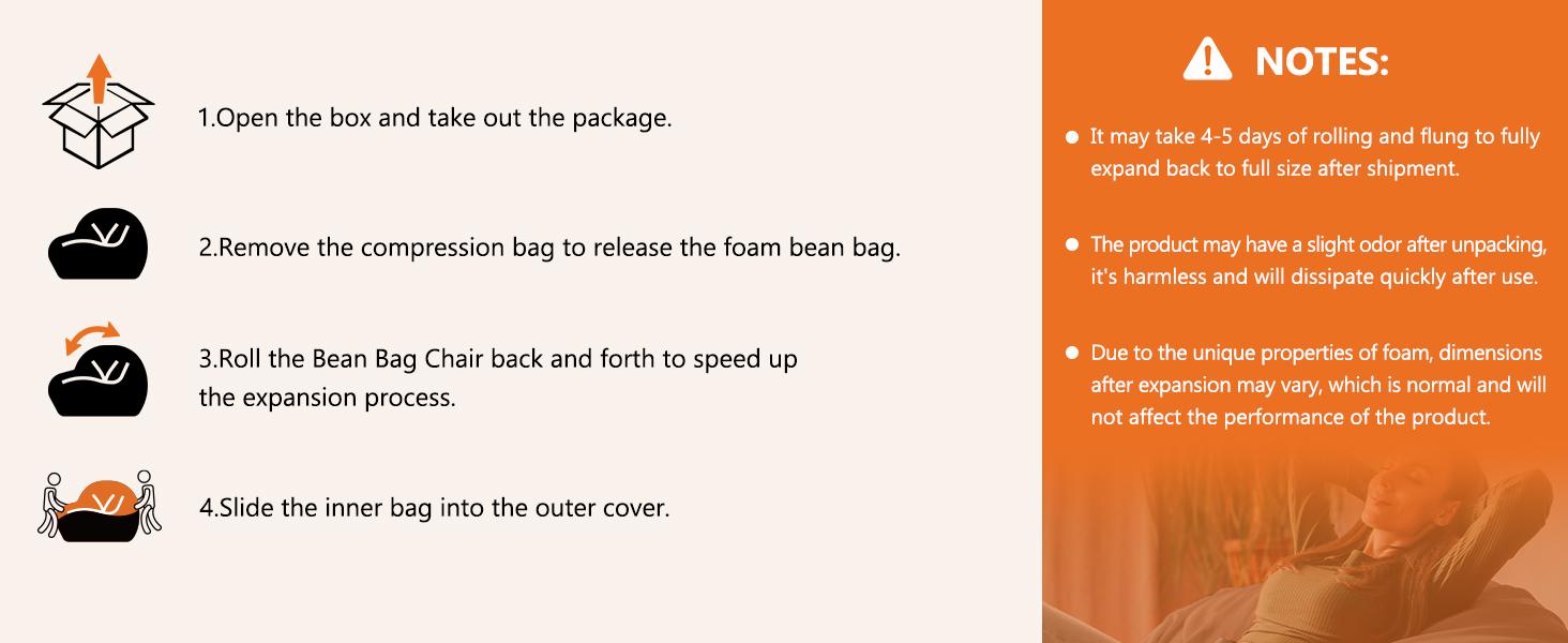 Bean Bag Chair for Adults, Oversized Beanbag for Gaming Reading Foam Filled Couch Furniture with Soft Removable Cover, Giant Round Comfy Sofa