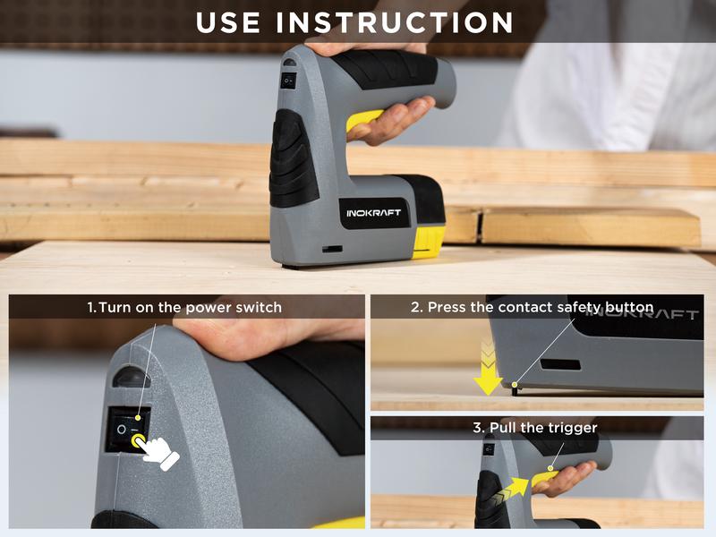 INOKRAFT 4V Cordless 2-in-1 Staple and Nail Gun with 3000 Staples & Nails, Light Duty Rechargeable for Upholstery, Wood, Carpentry & Crafts