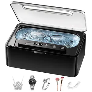 Ultrasonic Cleaner Machine, 304 Stainless Steel Tank Sonic Cleaner for Eyeglasses, Rings, Watch Bands, Dentures, Retainers, Coins and Makeup Tools, Portable Deep Cleaning Device for Home & Travel