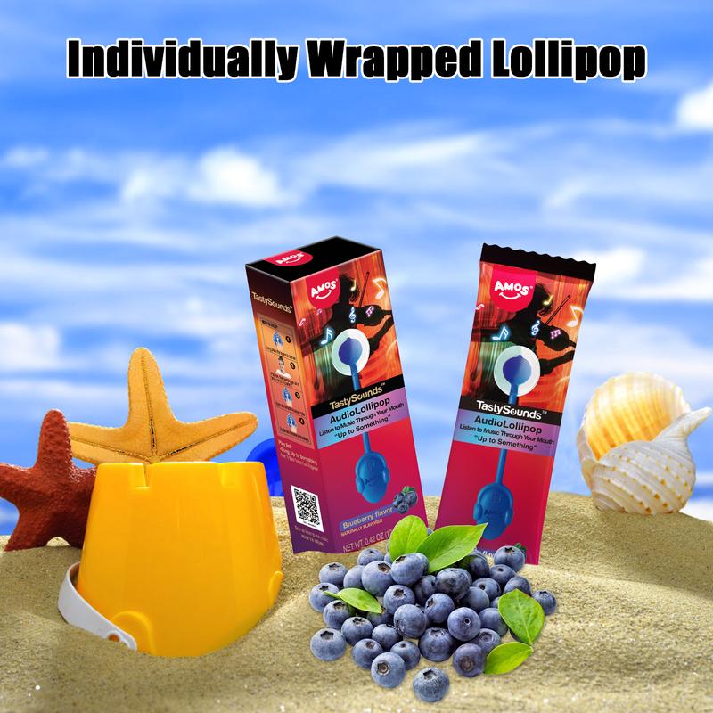 Amos TastySounds Music Lollipops – Sugar-free heart-shaped candies with bone conduction music tech | K-pop inspired Strawberry, Blueberry, Watermelon, Blackberry Fallontonight lollipop star