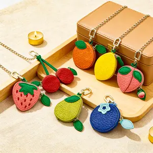 2026 New Cute Fruit Bag Charm Lovely Keychain Pendant for Handbags Backpacks & Crossbody Bags Stylish All-Season Accessory for Women Blue Leather Ornament