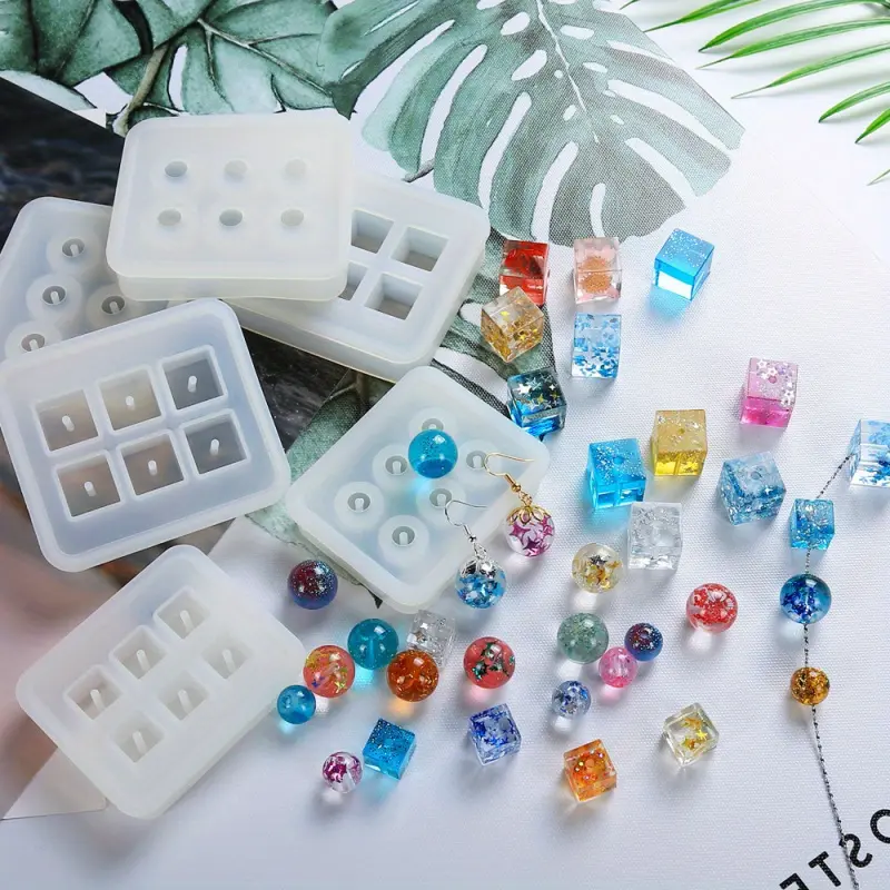 DIY Silicone Mold 4pcs/set for Epoxy Resin Jewelry Making Supplies - Ball Beads Making - Necklace, Keychain, Pendant, Bracelet, DIY Galaxy Beads Handicraft Handcraft