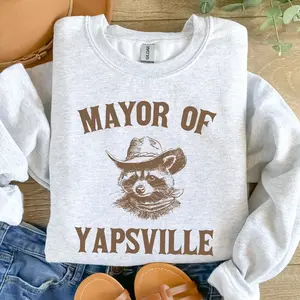 Mayor of Yapsville Sweatshirt, Funny Yapper Sweatshirt, Vintage Retro Graphic Shirt, Yapping Sweatshirt, Raccoon Shirt, Oversized Sweatshirt