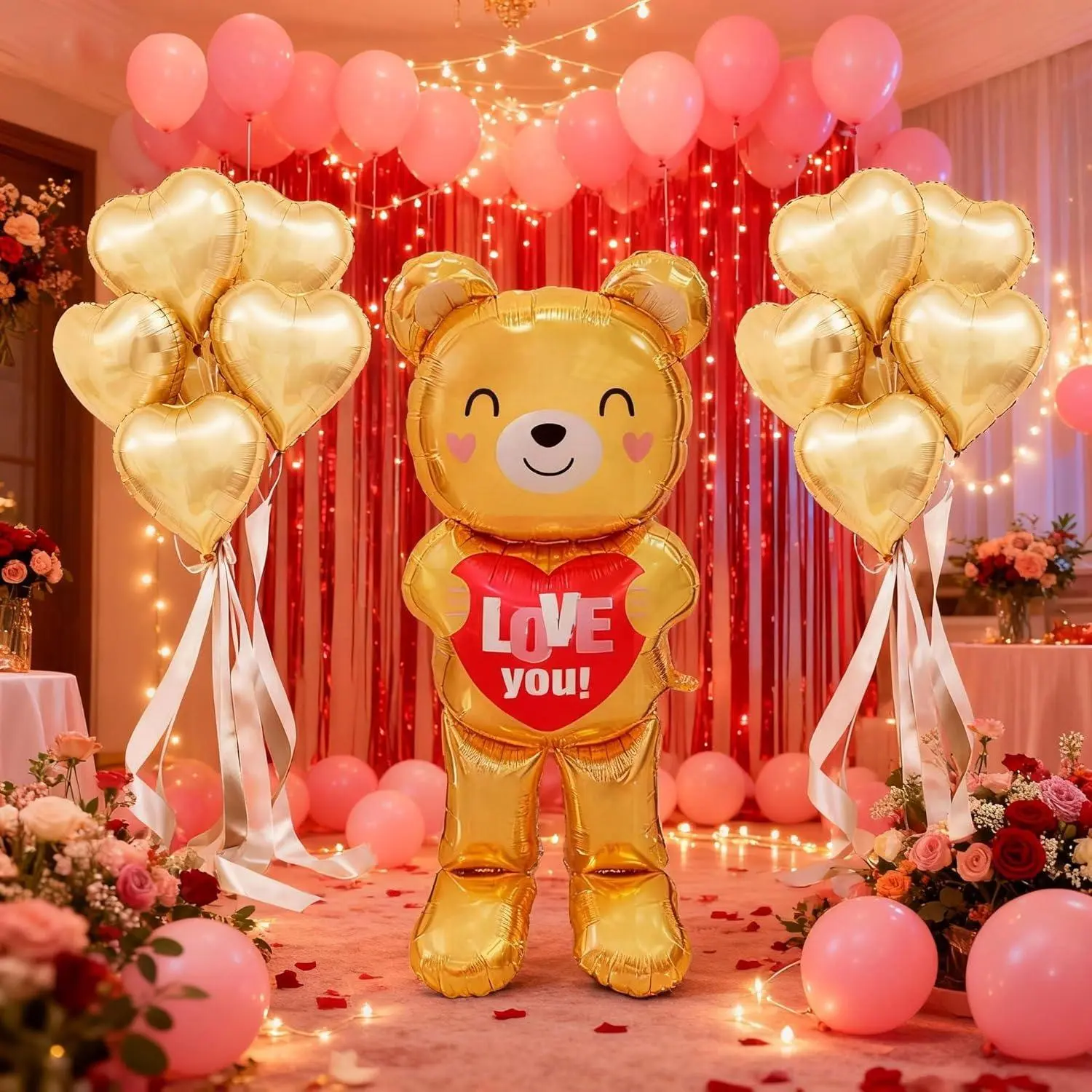 Large Cartoon Bear Standing Balloons, Festive Party Decor Supplies for Adults, Valentine's Day, Wedding & Birthday Decor