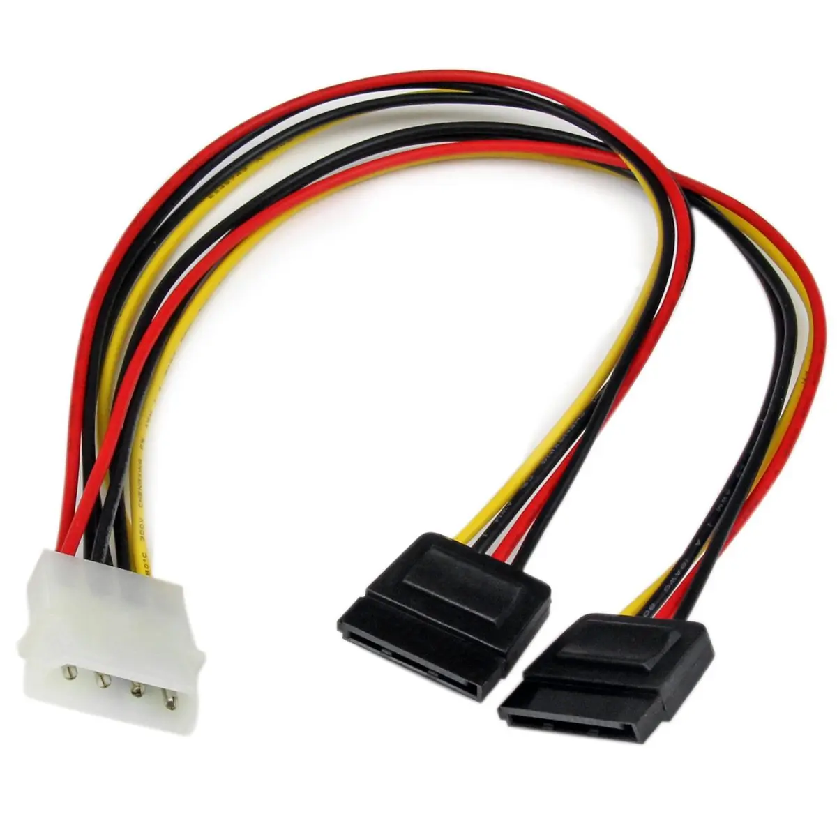 StarTech 12" Length LP4 to 2x SATA Power Y Cable Adapter, for Computer Hard Drive Data Storage Power Connection