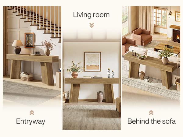 LITTLE TREE 70.9-Inch Long Console Table, Farmhouse Narrow Entryway Table Behind The Couch for Living Room, Hallway, Entrance, Foyer