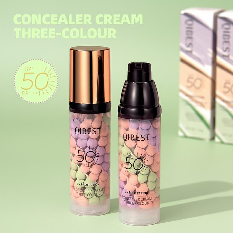 3-in-1 Color Correcting Facial Serum Moisturizing Primer SPF 50 PA++ Brightening Oil Control Refreshing Purple Pink Green Tones Boost Radiance Fast