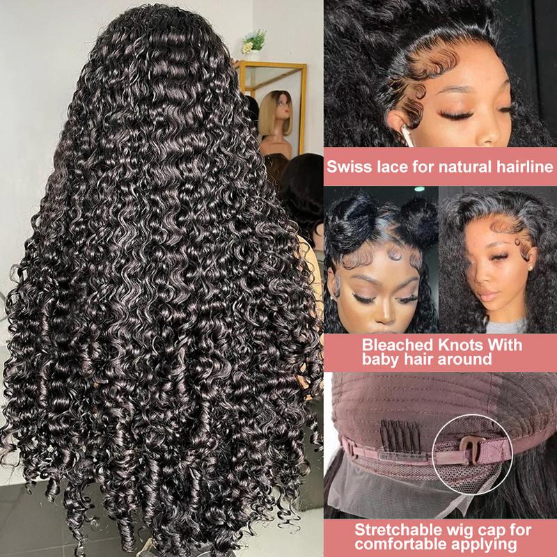 Bling Hair 13x6 13x4 Deep Wave Lace Front Glueless Wigs Human Hair 180% Density Deep Wave Frontal Wigs Human Hair HD Lace 38 Inch Curly Wigs for Black Women Pre Plucked with Baby Hair Curly Lace Front Wig TikTokShopHolidayHaul