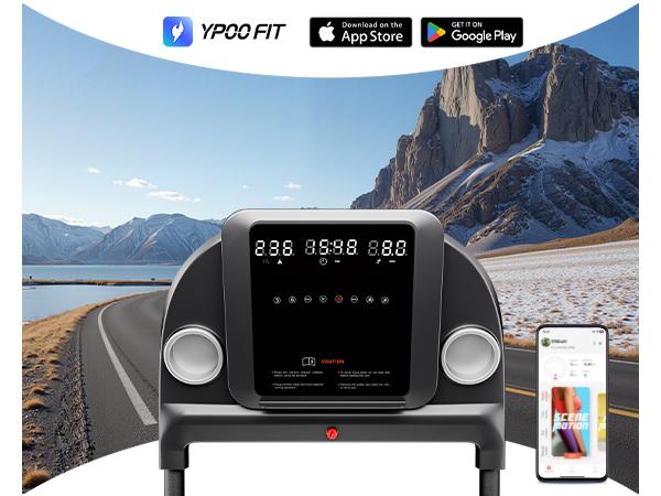 RHYTHM FUN 8 MPH Foldable Treadmill with Incline 300 lbs Capacity Running Machine 12 Pre-Installed Programs LED Display & App Control Multifunctional Walking Pad Multifunctional Workout Station  Home Fitness Equipment exercise equipment