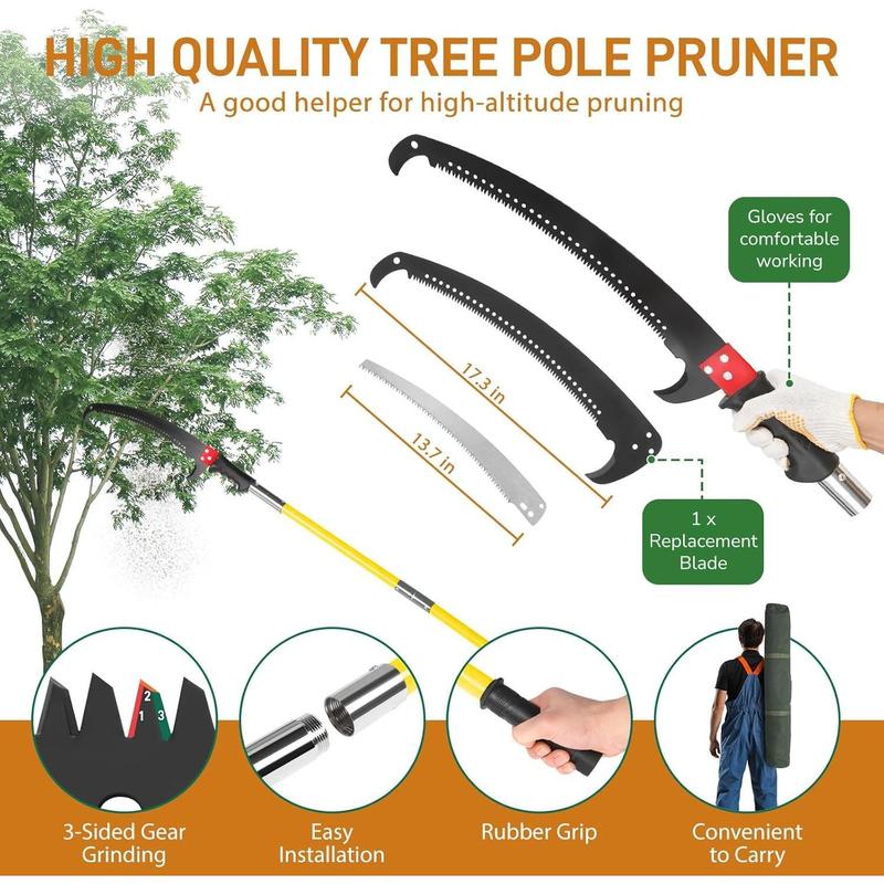 Ubesgoo Manual Pole Saw for Tree Trimming, 26 ft Extendable Tree Pruner, Sharp Steel Blade and Scissors, High Tree Branch Cutter with Lightweight 8 Fiberglass Long Handles, for Pruning Palms and Shrubs Ubesgoo Manual Pole Saw for Tree Trimming, 26 ft Extendable Tree Pruner, Sharp Steel Blade and Scissors, High Tree Branch Cutter with Lightweight 8 Fiberglass Long Handles, for Pruning Palms and Shrubs