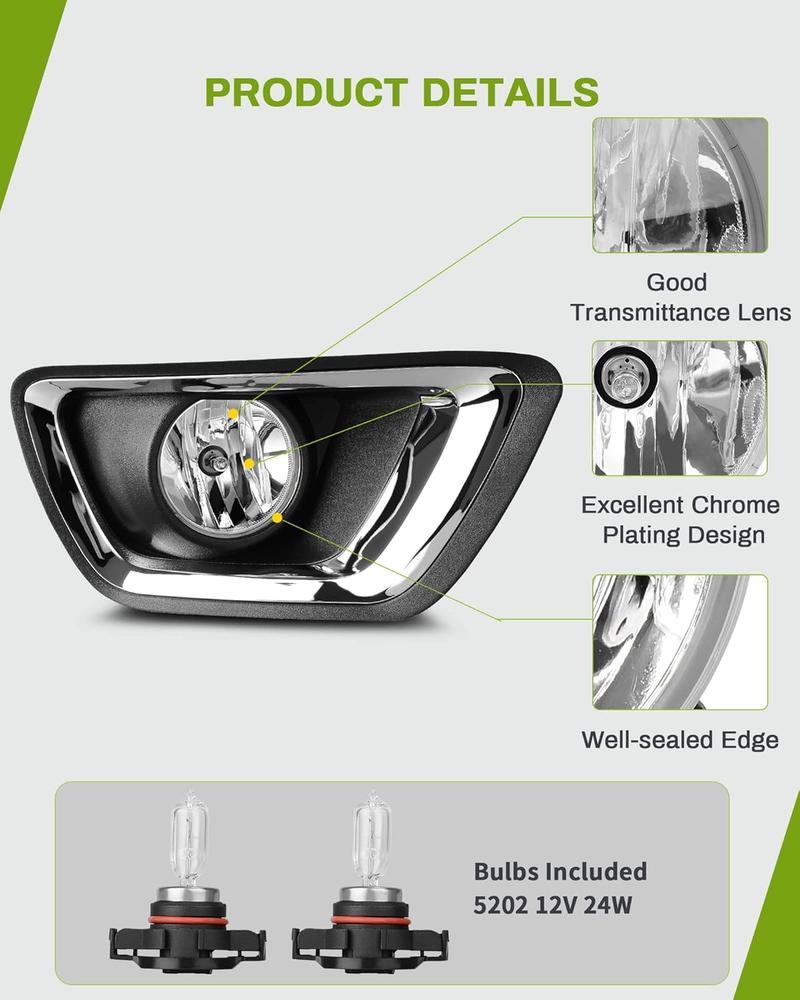 YITAMOTOR Fog Lights Compatible with 15-19 Chevy Colorado 5202 12V 24W Bulbs, Wiring Harness & Switch, Model Years 2015-2019
