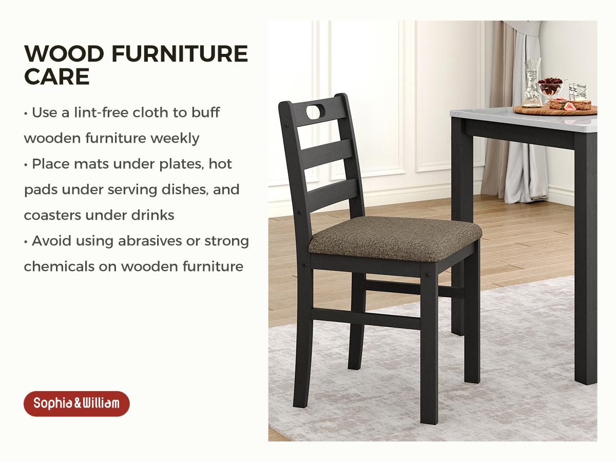 【Sophia & William】5 Piece Dining Table Set for 4, Faux Marble or Solid Rubberwood Tabletop, Cushioned Option Available, Kitchen Dining Table for Small Spaces, Apartment, Easy Clean, Durable, Farmhouse Style