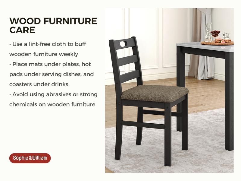 【Sophia & William】5 Piece Dining Table Set for 4, Faux Marble or Solid Rubberwood Tabletop, Cushioned Option Available, Kitchen Dining Table for Small Spaces, Apartment, Easy Clean, Durable, Farmhouse Style