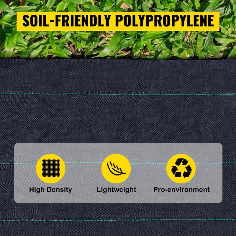 VEVOR 6FTx300FT Premium Weed Barrier Fabric Heavy Duty 3.2OZ, TikTokShopBlackFriday, Woven Weed Control Fabric, High Permeability Good for Flower Bed, Geotextile Fabric for Underlayment, Polyethylene Ground Cover
