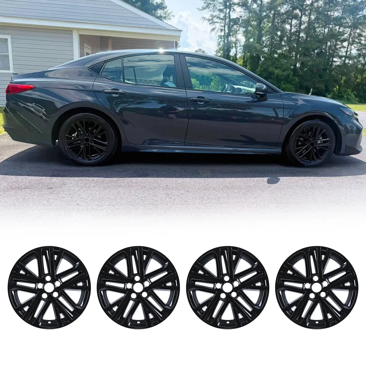 WOLFSTORM Wheel Covers, 4-Pack 18in Easy-Install Hubcaps for 2025-2026 TOYOTA CAMRY HYBRID SE/XLE Models