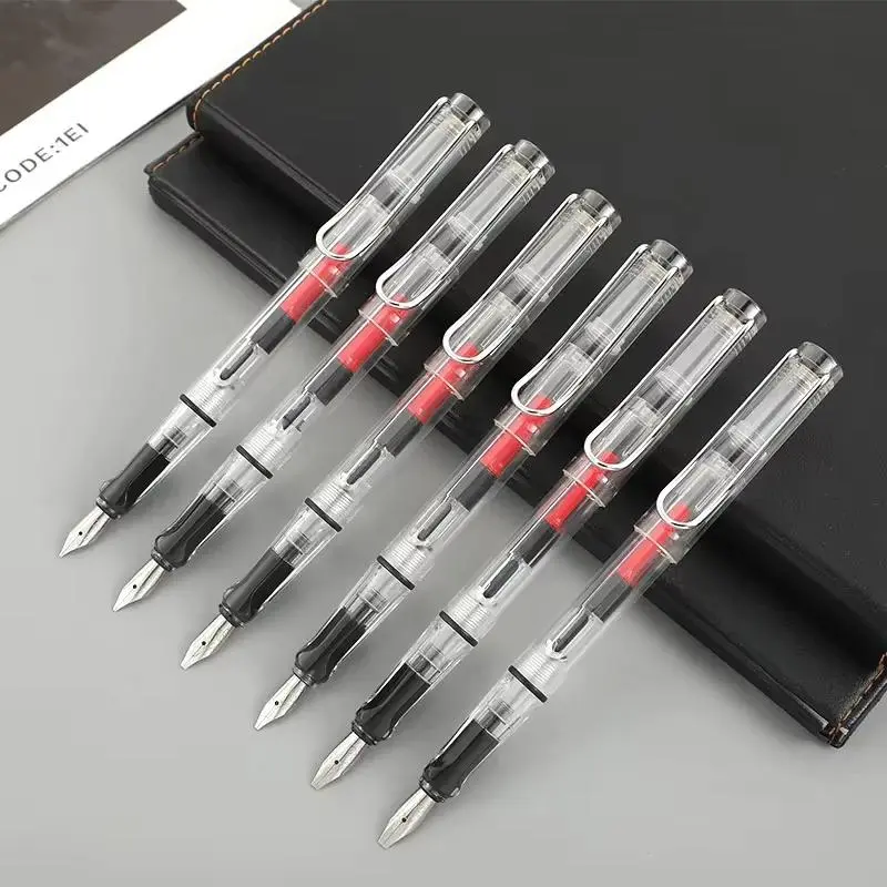 Calligraphy Writing Pen Set,  1 Set  6 Counts Parallel Strokes Calligraphy Art Flat-head Font Pen & 50pcs Black Ink Sacs, Suitable for Gothic Letter Calligraphy Binding Paper, Smooth Writing Pens, Writing Tools