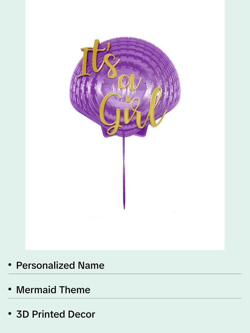 Custom Sea Shell Cake Topper Birthday Party Centerpiece Personalized Name or Any Text | Multiple colors available | Mermaid or Beach Themed