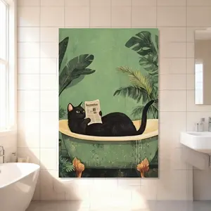 Cat & Bathroom HomeDecor WallArt LivingRoom Canvas for Bedroom Decor Canvas Poster Aesthetic Office Bathroom Painting Picture Print Modern Family