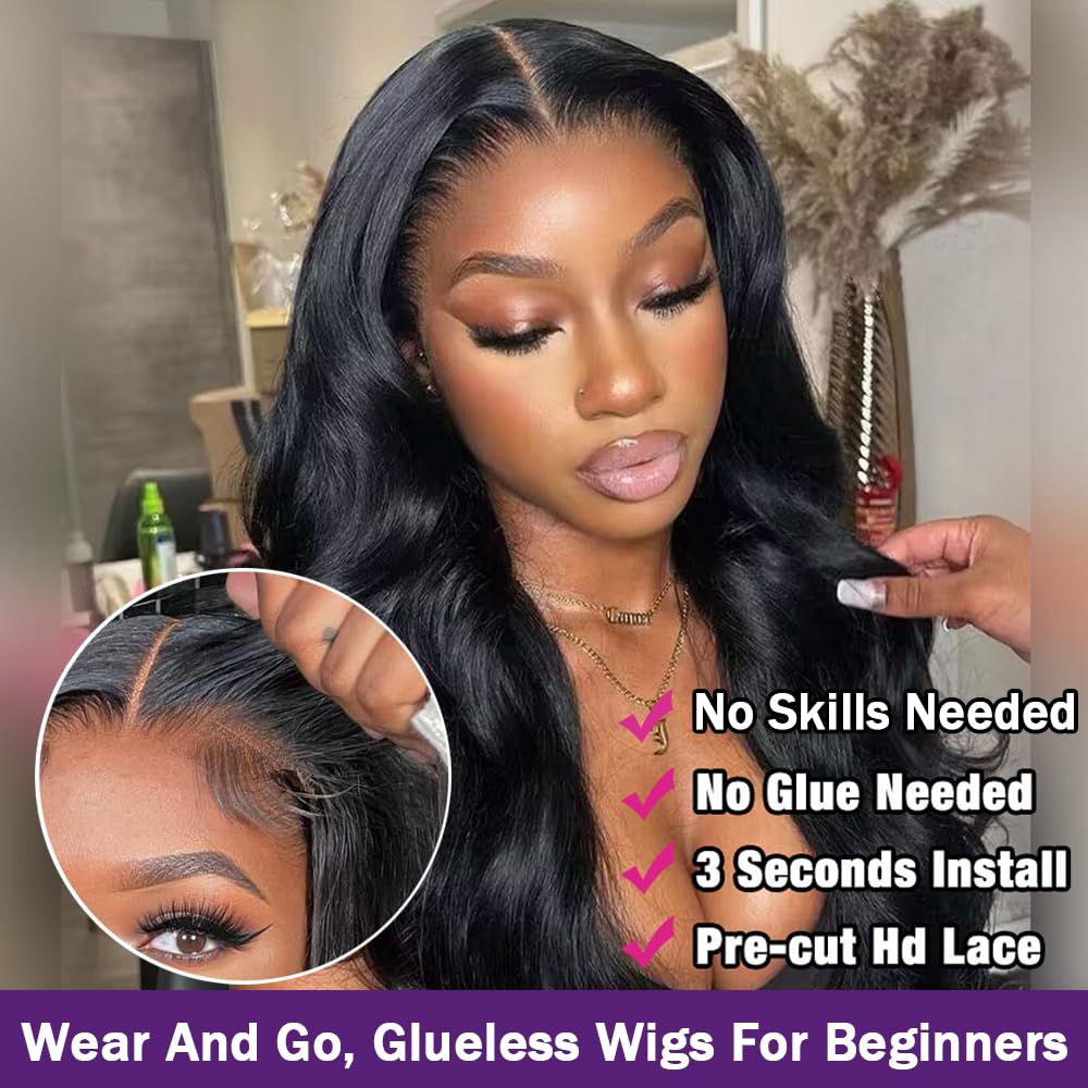 MYLOCKME Body Wave Ready To Wear Glueless Wigs For Women 5x5 6x4 Ready To Go Wavy Human Hair Wigs Pre Cut Lace 12~36Inch