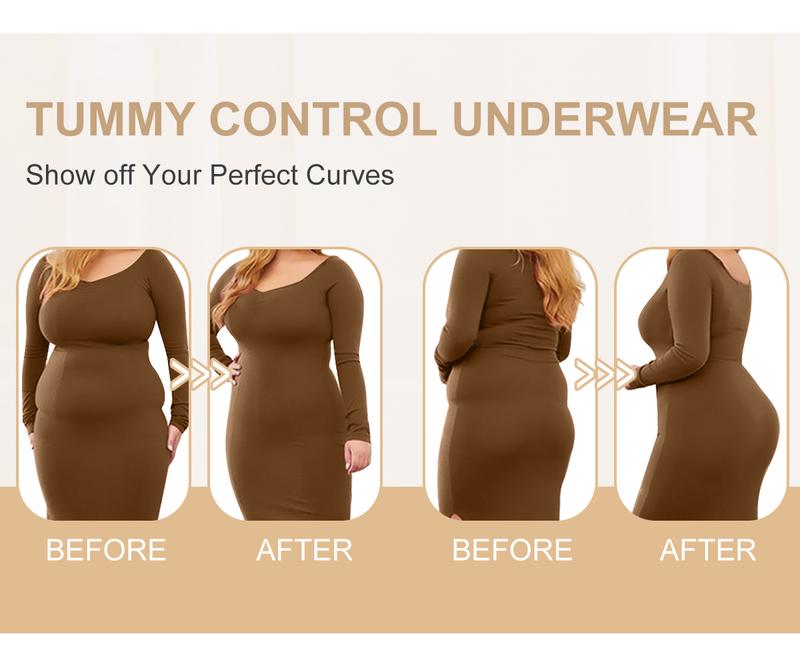 Morelect 4/6 Pcs Women's High Waist Panties, Tummy Control & Butt Lifting Seamfree Briefs, Side Lace Trim Everyday Underwear, All Season Comfortable Undies,S-XXXL Minimalist