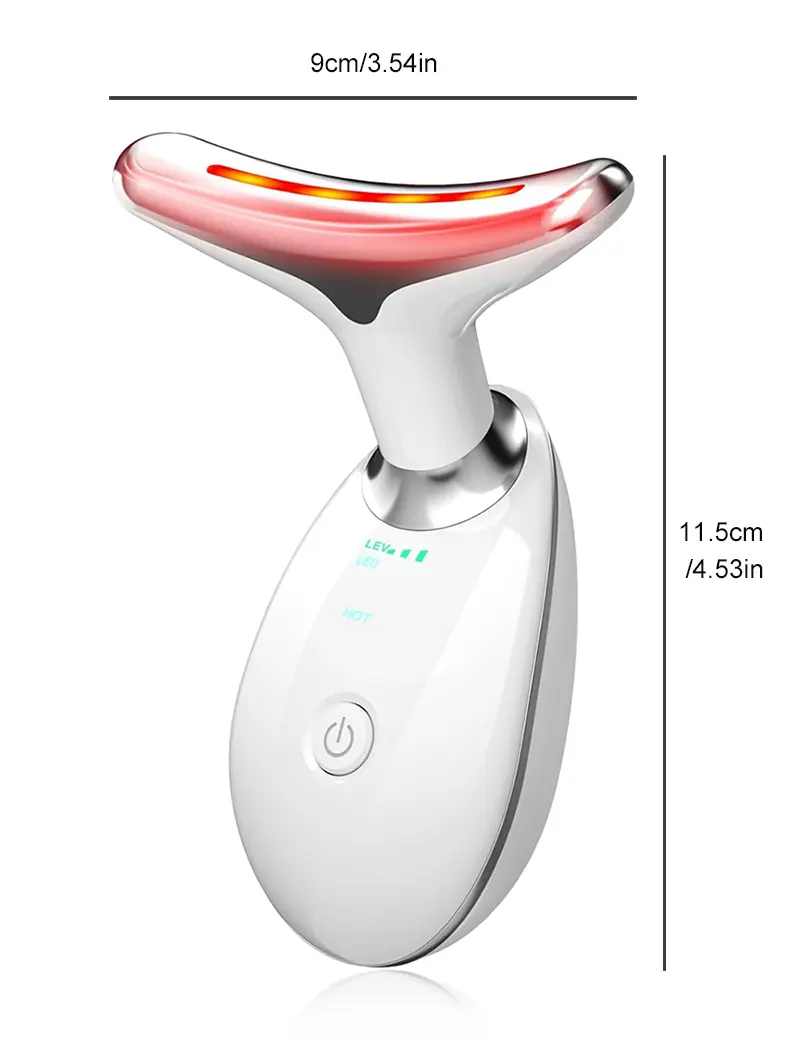 Cotsoco 7-Color Facial & Neck Massager, USB Rechargeable Red Light Therapy Device with Heat, Vibration, Auto Shut-Off, Facial Care Tools for Women