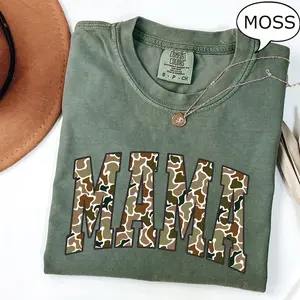 Comfort Colors® Camouflage Mama T-Shirt, Camo Mama Shirt, Mother's Day Gift, Varsity Mama Shirt, Retro Mam Shirt
