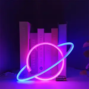 Neon Planet Light LED Sign, Planet LED Neon Light Lamp for Wall Decor, USB Powered, Aesthetic Saturn Design for Wall Decor in Bedroom, Gaming Room, Birthday, Graduation Party